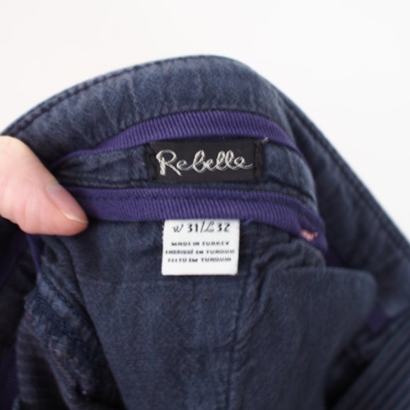 Maison Scotch blue cotton pin stripe straight leg pant 31/32 - Picture 12 of 13